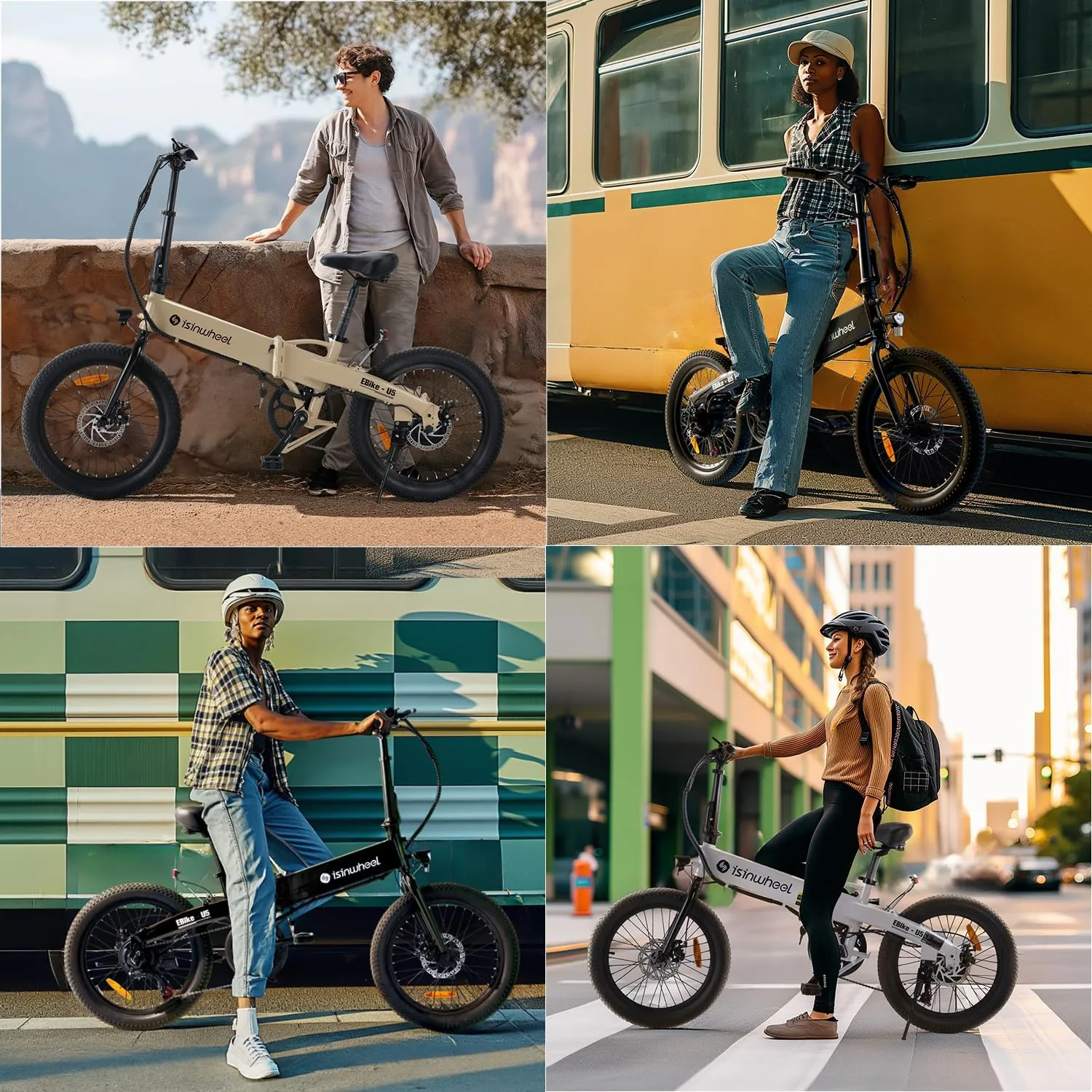 isinwheel U5 Electric Bike Adult 500W, 20" Folding Bikes, 20MPH Max Range 45  Mile, 48V 374.4Wh Removable Battery, Weighs Only 48.5lbs, Suitable for Leisure Riding&Commuting