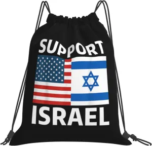 Israel Strong,Support Israel Drawstring Bags Waterproof Gym Bag Sports Travel Yoga Backpack For Men Women