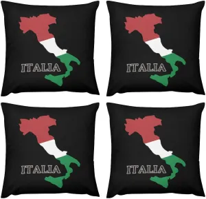 Italy Flag Map Plush Pillow Cases Soft Pillow Covers Smooth Cushion Covers for Sofa Bed Set of 4 16 "x16