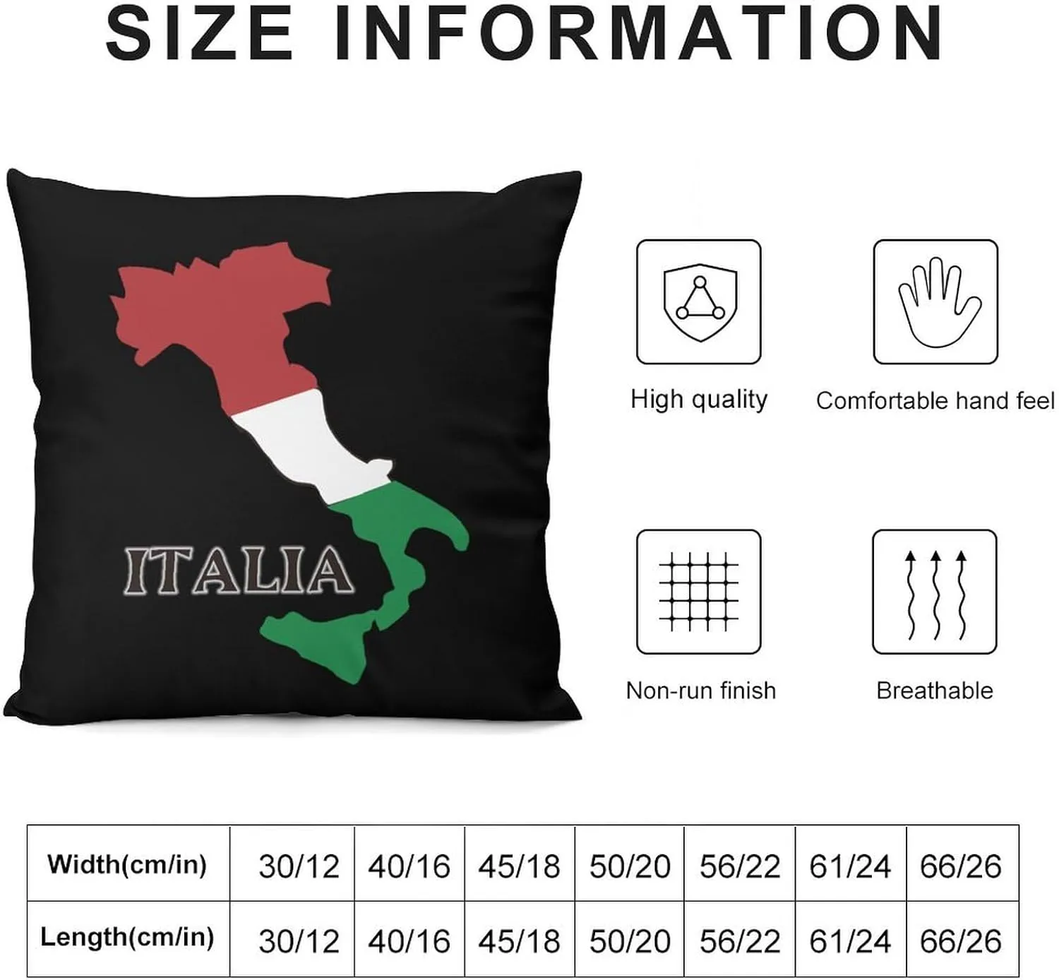 Italy Flag Map Plush Pillow Cases Soft Pillow Covers Smooth Cushion Covers for Sofa Bed Set of 4 16 "x16