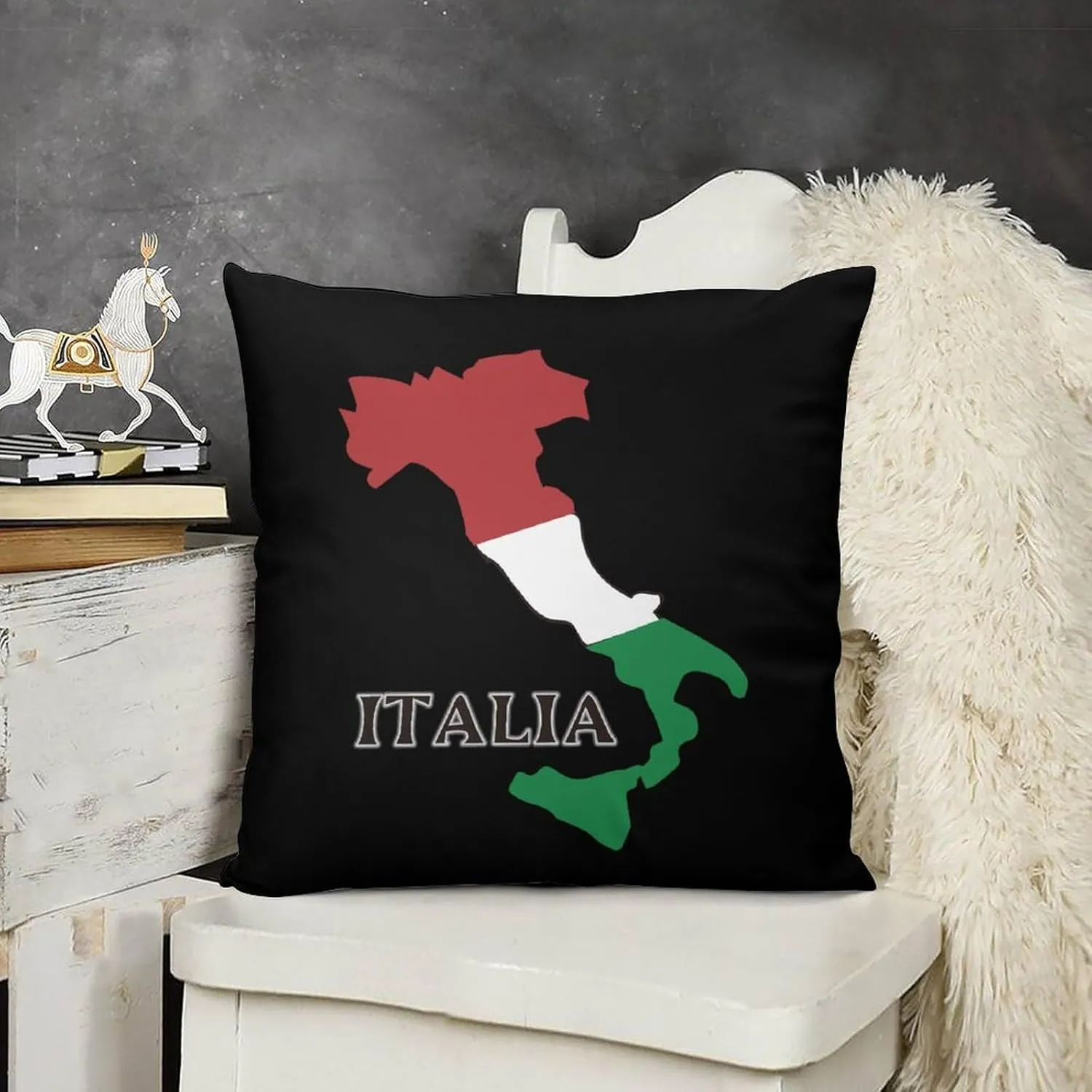 Italy Flag Map Plush Pillow Cases Soft Pillow Covers Smooth Cushion Covers for Sofa Bed Set of 4 16 "x16