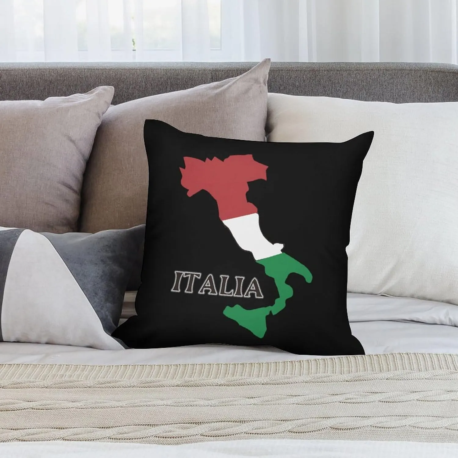 Italy Flag Map Plush Pillow Cases Soft Pillow Covers Smooth Cushion Covers for Sofa Bed Set of 4 16 "x16