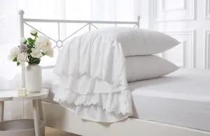 Ivory Lolita 3D Flowers Pillow Shams with Long Ruffles 100% Cotton Off White Lace Pillowcases Standard Twin Size 26"X20" 2-Pack
