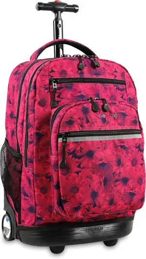 J World New York Sundance Rolling Backpack Girl Boy Roller Bookbag, Bellis, 20 Inch