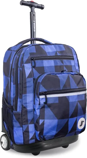 J World New York Sundance Rolling Backpack Girl Boy Roller Bookbag, Block Navy, 20 Inch