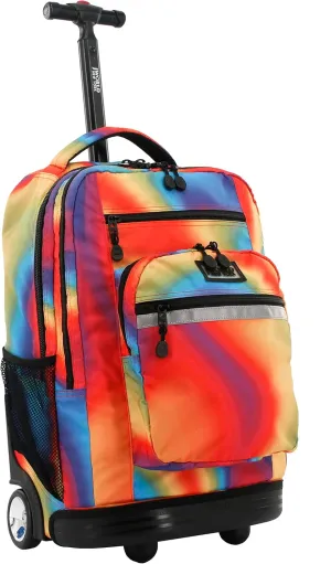 J World New York Sundance Rolling Backpack Girl Boy Roller Bookbag, Heat, 20 Inch