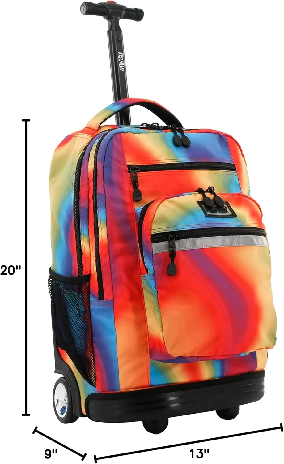 J World New York Sundance Rolling Backpack Girl Boy Roller Bookbag, Heat, 20 Inch
