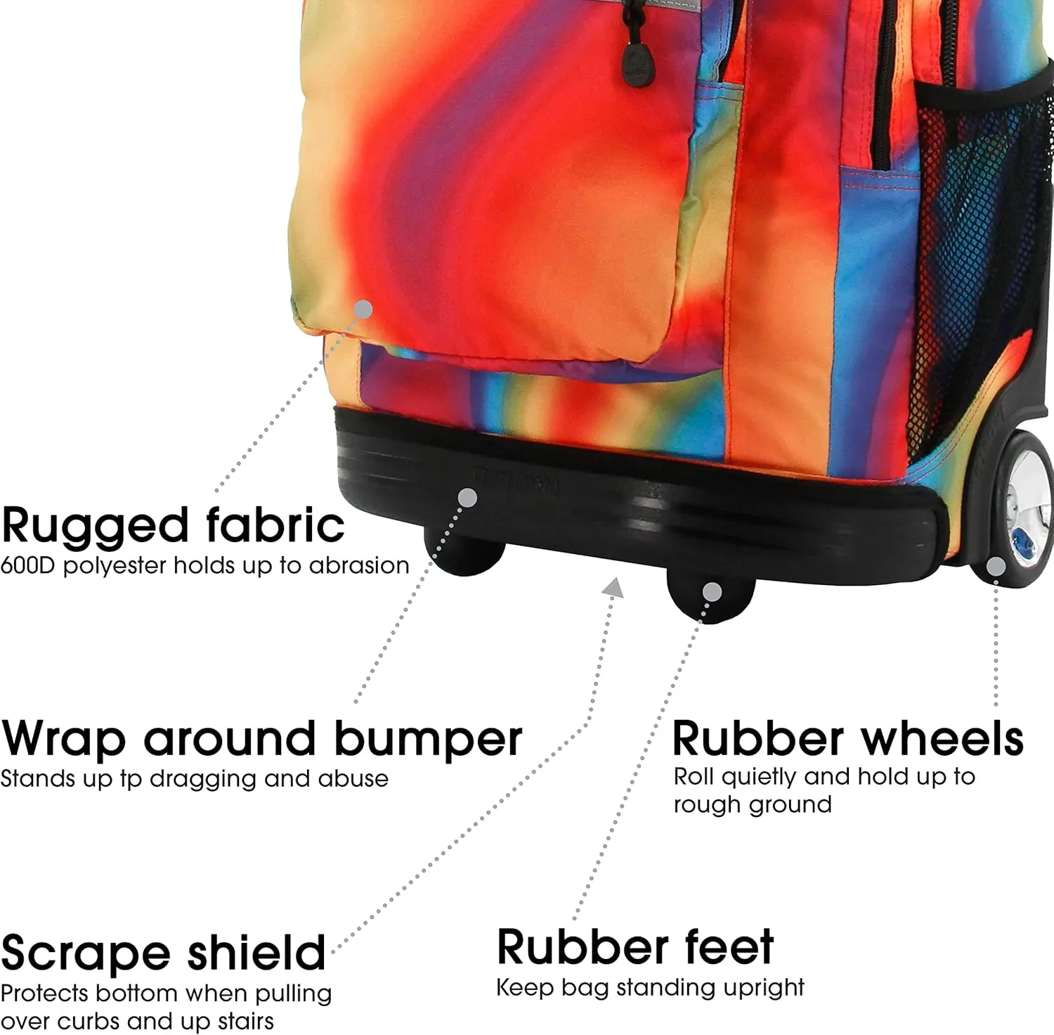J World New York Sundance Rolling Backpack Girl Boy Roller Bookbag, Heat, 20 Inch