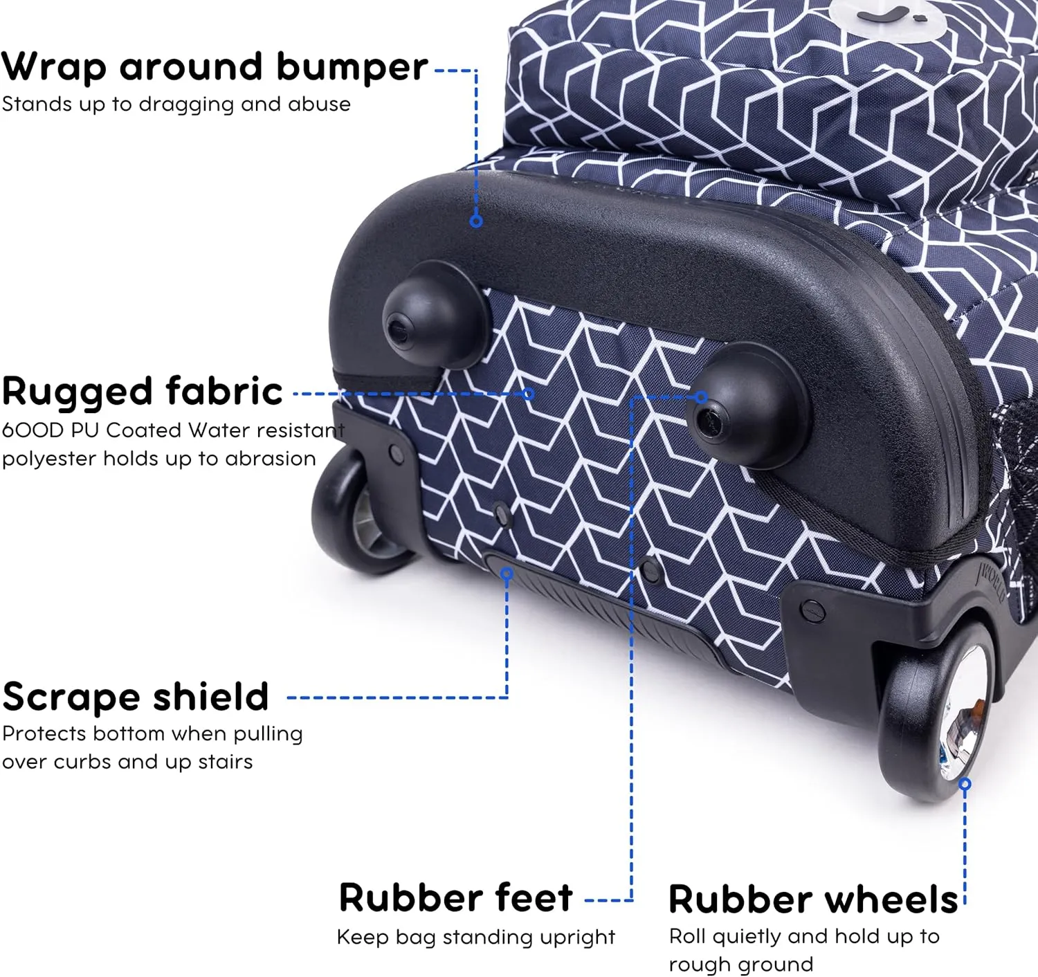J World New York Sundance Rolling Backpack Girl Boy Roller Bookbag, Line, 20 Inch