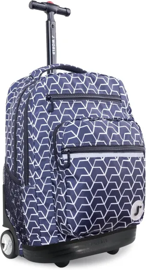 J World New York Sundance Rolling Backpack Girl Boy Roller Bookbag, Line, 20 Inch