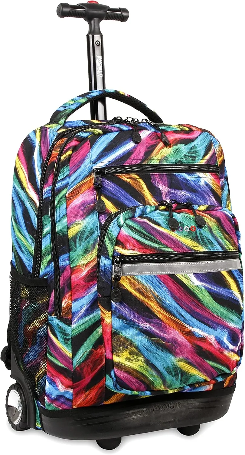 J World New York Sundance Rolling Backpack Girl Boy Roller Bookbag, Quantum, 20 Inch