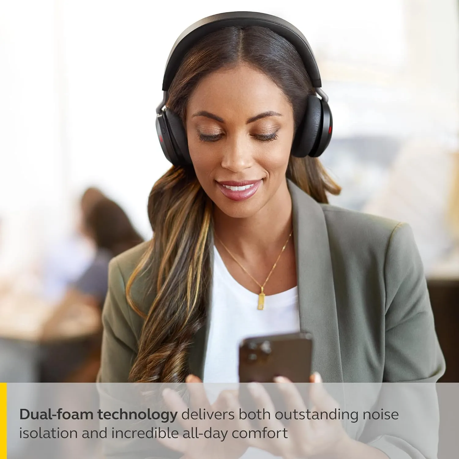 Jabra Evolve2 75 PC Wireless Headset with 8-Microphone Technology - Dual Foam Stereo Headphones with Adjustable Advanced Active Noise Cancelling, USB-A Bluetooth Adapter and UC Compatibility - Black