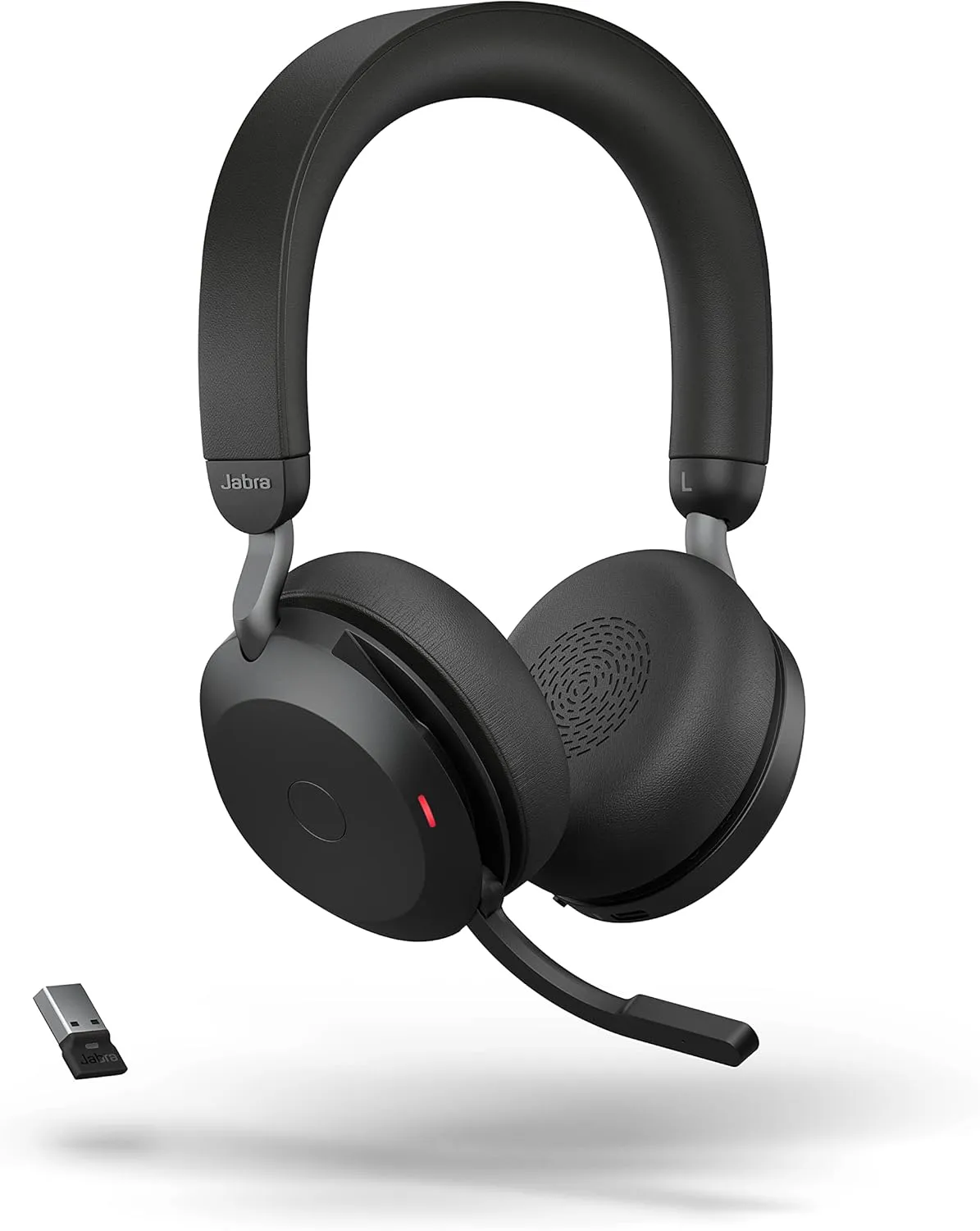 Jabra Evolve2 75 PC Wireless Headset with 8-Microphone Technology - Dual Foam Stereo Headphones with Adjustable Advanced Active Noise Cancelling, USB-A Bluetooth Adapter and UC Compatibility - Black