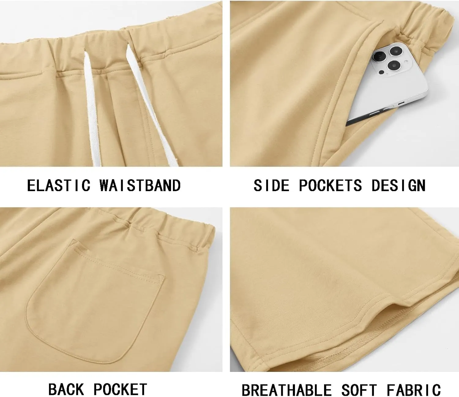 Janmid Men's Casual Shorts Elastic Jogger Gym Active Pocket Shorts