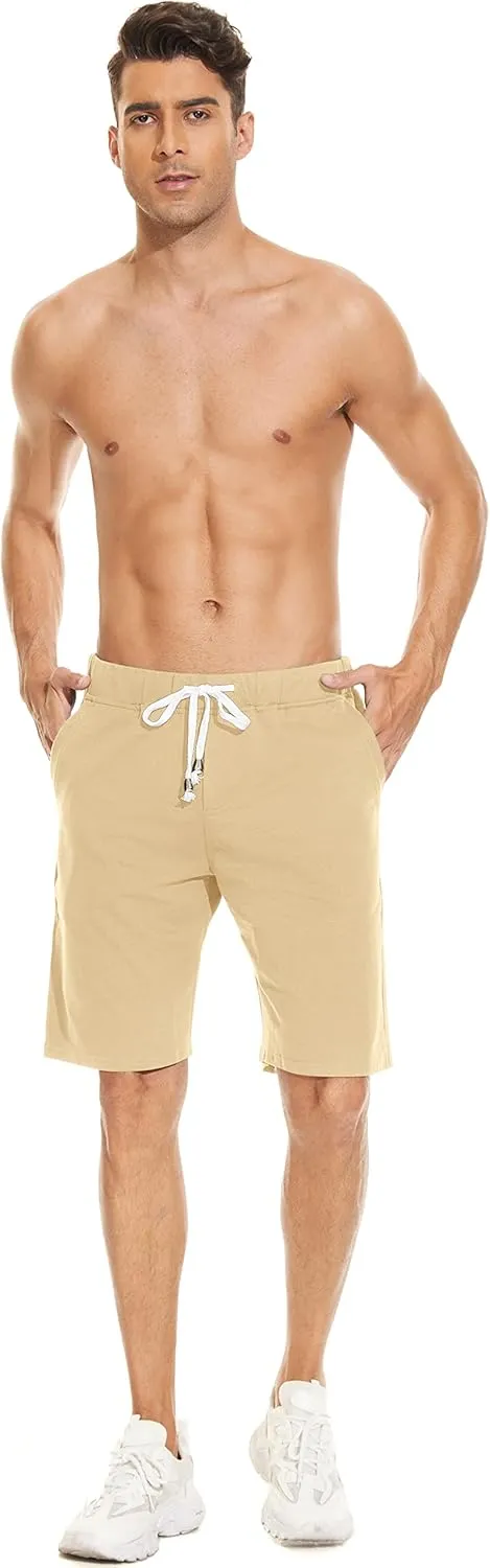 Janmid Men's Casual Shorts Elastic Jogger Gym Active Pocket Shorts