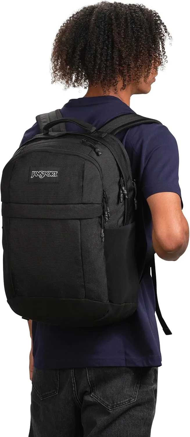 JanSport Landings Pack – Large Backpack with Soft Back Panel, Dual Water Bottle Pockets, 15-Inch Padded Laptop Compartment, Black