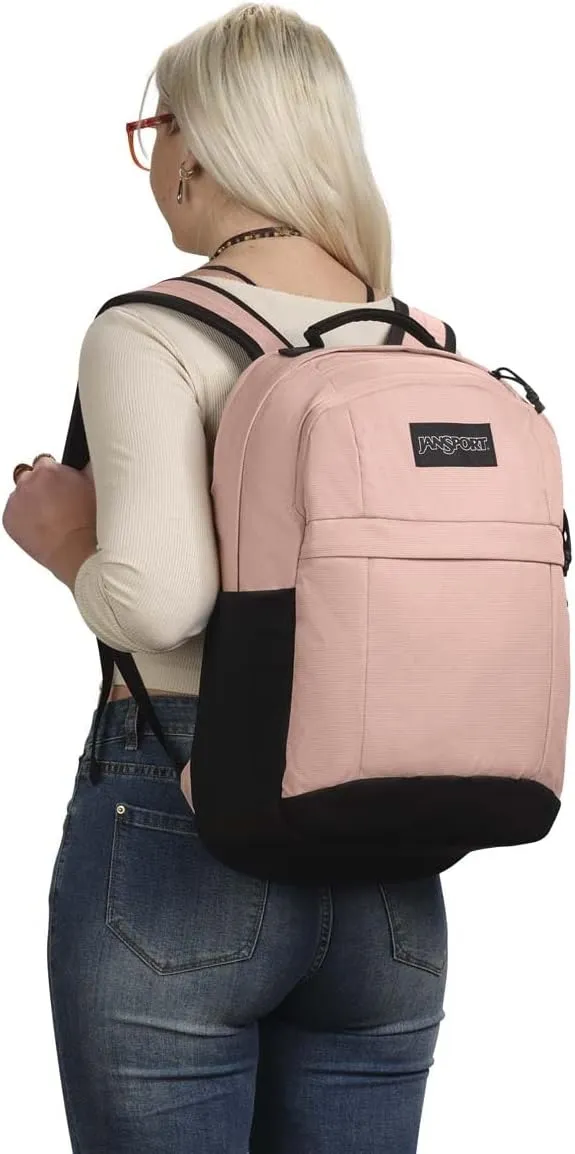 JanSport Landings Pack – Large Backpack with Soft Back Panel, Dual Water Bottle Pockets, 15-Inch Padded Laptop Compartment, Misty Rose