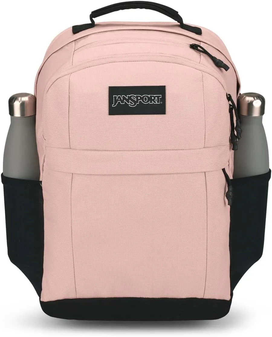 JanSport Landings Pack – Large Backpack with Soft Back Panel, Dual Water Bottle Pockets, 15-Inch Padded Laptop Compartment, Misty Rose