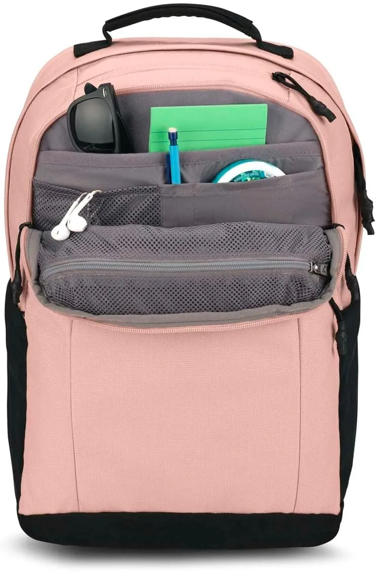 JanSport Landings Pack – Large Backpack with Soft Back Panel, Dual Water Bottle Pockets, 15-Inch Padded Laptop Compartment, Misty Rose