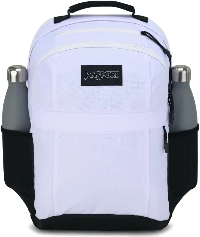 JanSport Landings Pack – Large Backpack with Soft Back Panel, Dual Water Bottle Pockets, 15-Inch Padded Laptop Compartment, White