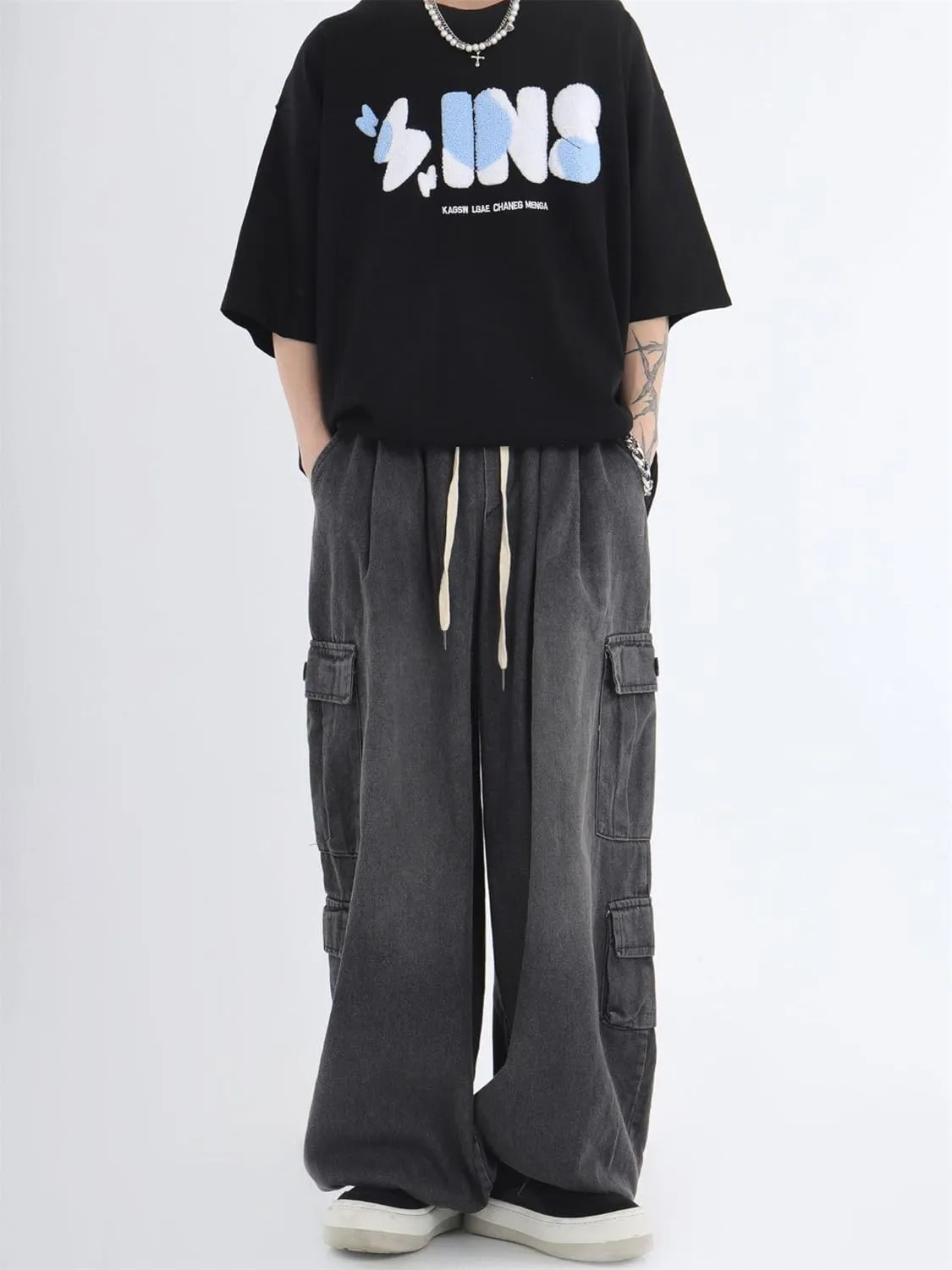 Jeans for Women Men Baggy Jeans Y2K Baggy Cargo Pants Grunge Parachute Pants Emo Alt Streetwear Hip Hop