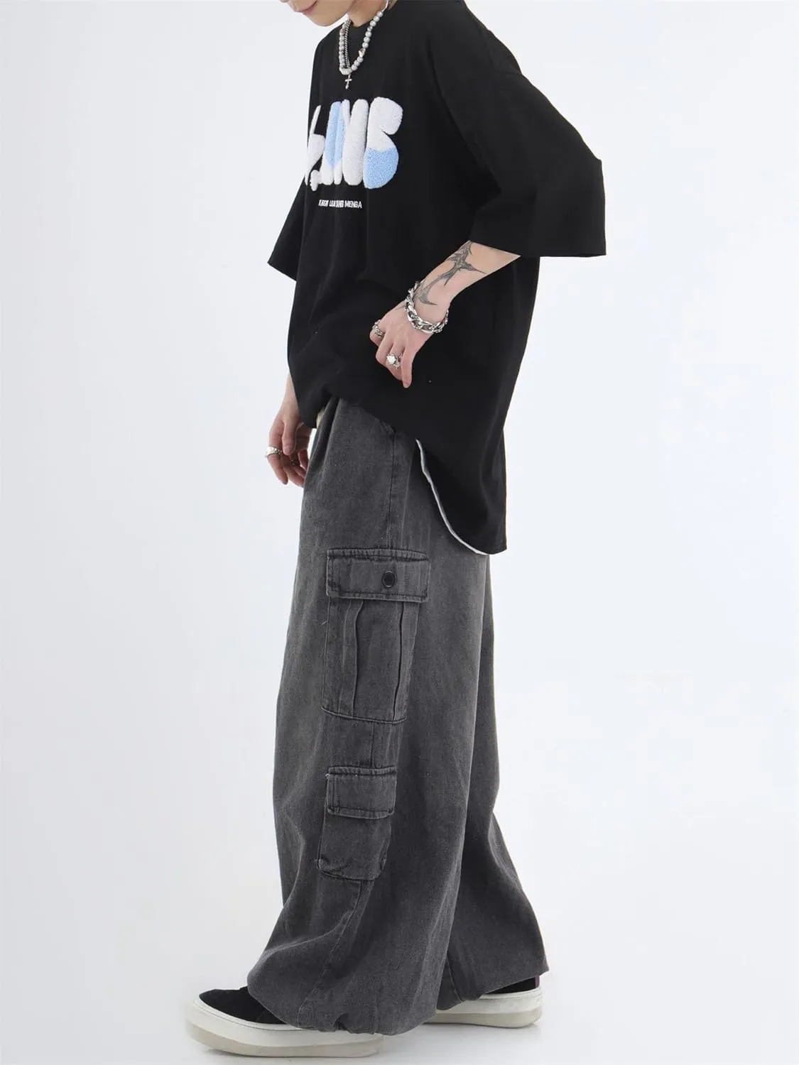 Jeans for Women Men Baggy Jeans Y2K Baggy Cargo Pants Grunge Parachute Pants Emo Alt Streetwear Hip Hop