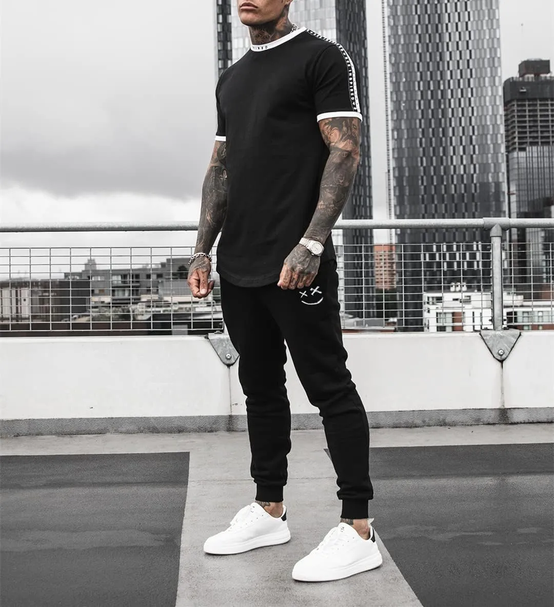JMIERR Mens Sweatpants Tapered Gym Running Workout Pants Athletic Drawstring Joggers with Pockets