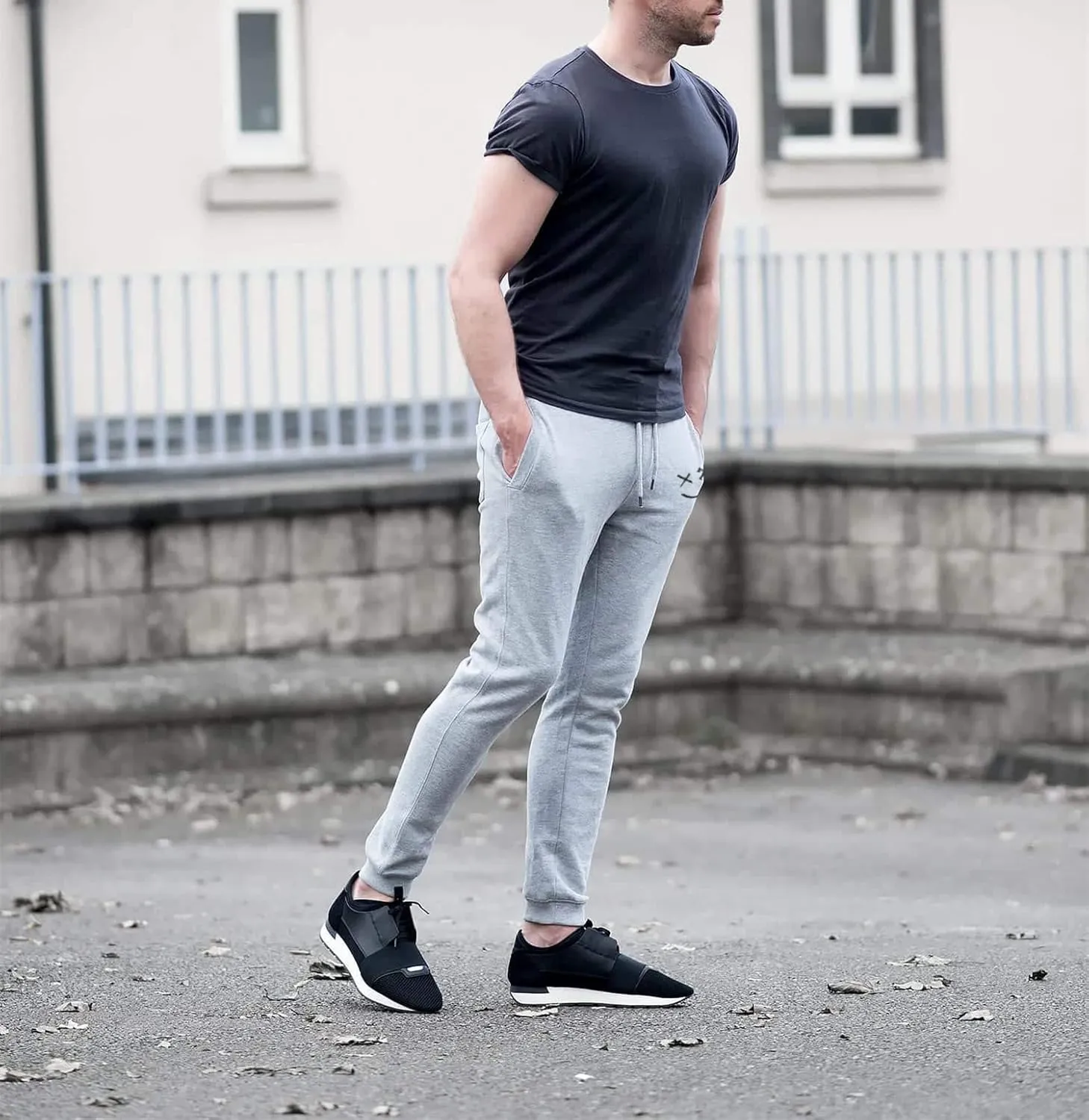 JMIERR Mens Sweatpants Tapered Gym Running Workout Pants Athletic Drawstring Joggers with Pockets