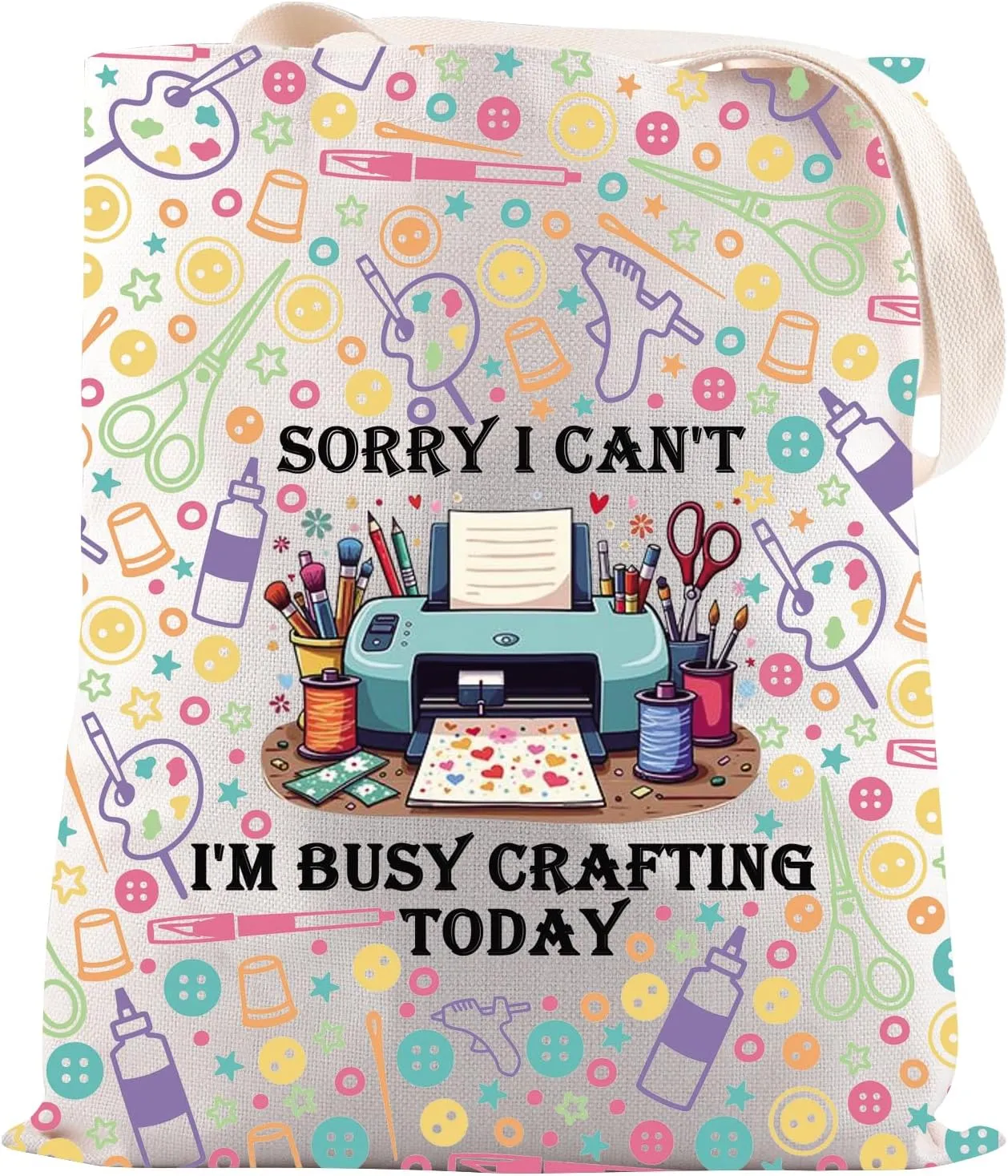 JNIAP Crafting Lover Gift Sorry I Can't I'm Busy Crafting Today Tote Bag Crafter Gi-ft Craft Supply Bag Gift for Her