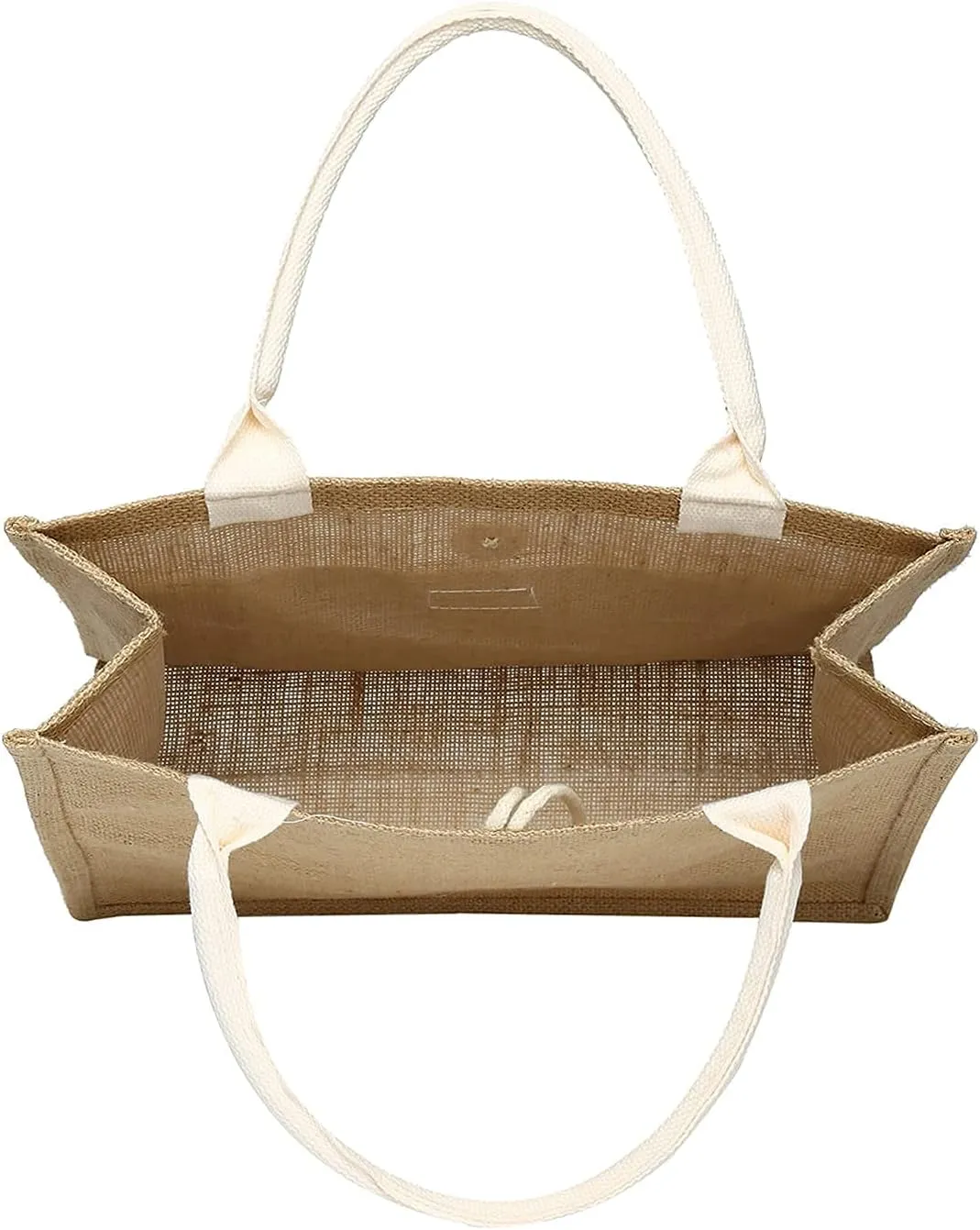 JOLLQUE Jute Beach Tote for Women, Reusable Grocery Shopping Bag with Handle.