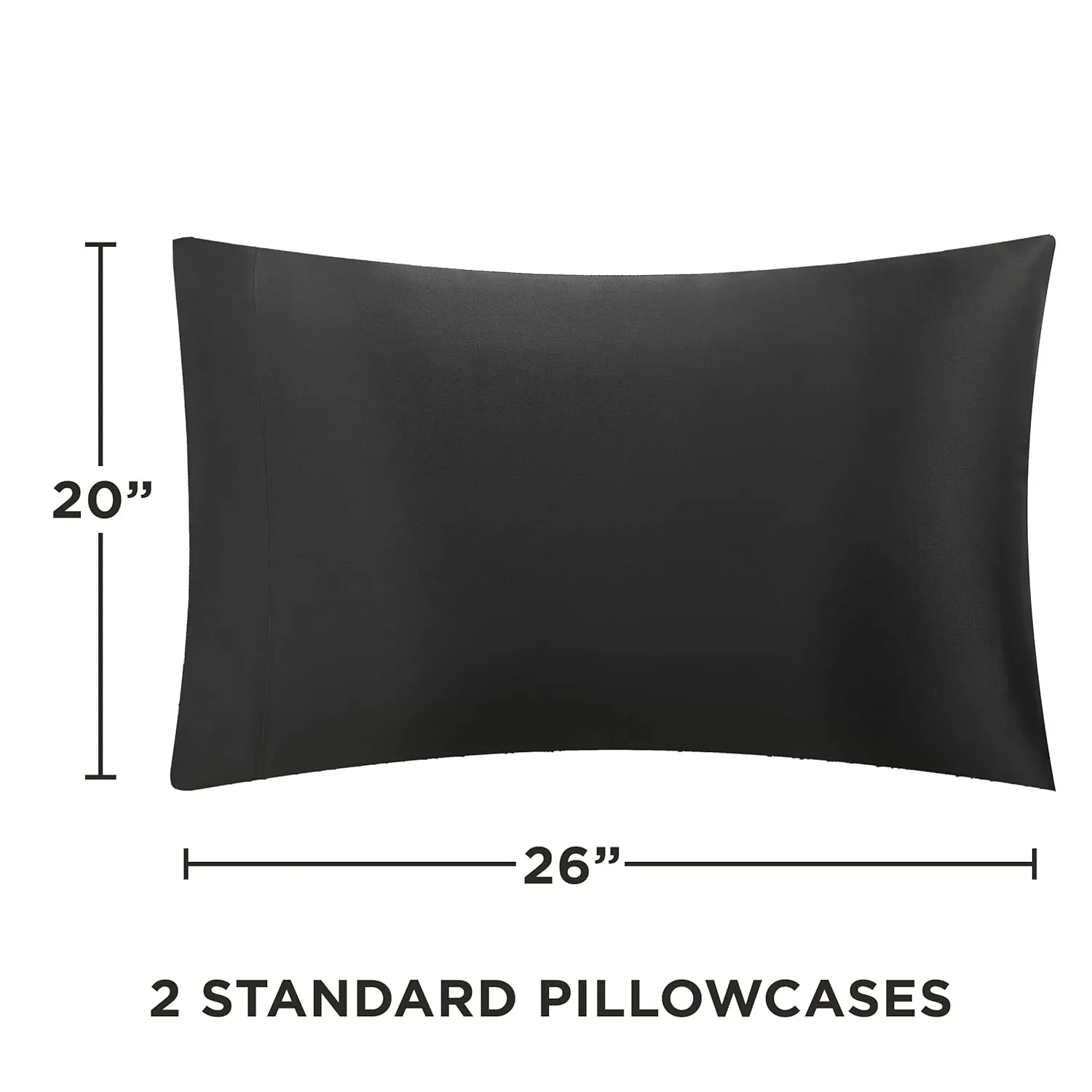 Juicy Couture Satin Pillowcase for Hair and Skin, Black Standard Size Pillowcase Set of 2 - Silky Satin Cooling Pillow Covers with Envelope Closure