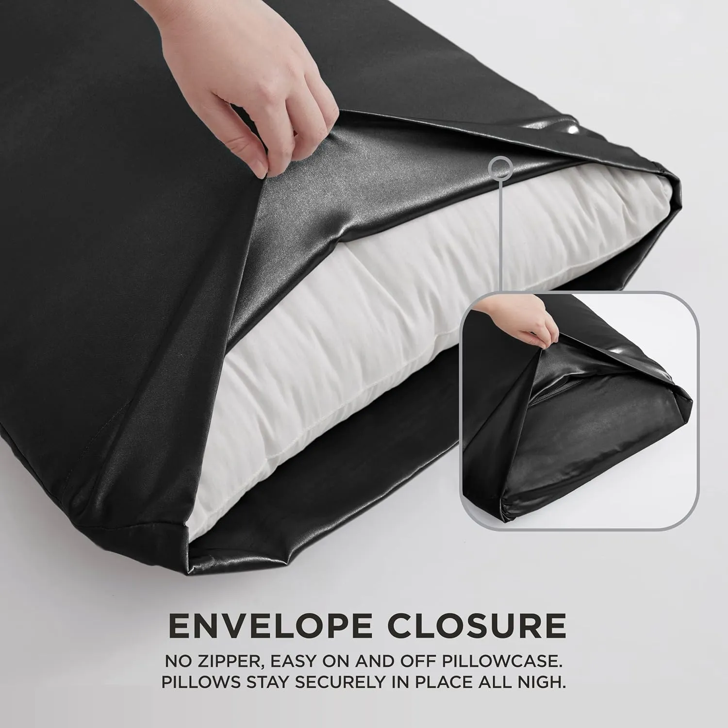 Juicy Couture Satin Pillowcase for Hair and Skin, Black Standard Size Pillowcase Set of 2 - Silky Satin Cooling Pillow Covers with Envelope Closure