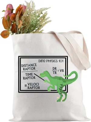JXGZSO Dinosaur Physics Tote Bag Dino Physics 1O1 Tote Bag Scientist gift Physicist Gift Math Teacher Gift