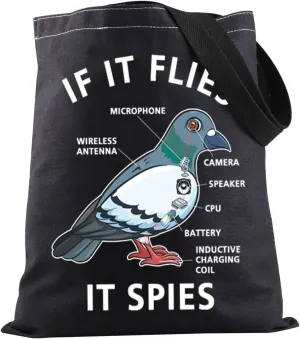 JXGZSO If It Flies It Spies Pigeon Anatomy Bird Aren't Real Tote Bag Pigeons Lover Gifts Pigeons Funny Gift