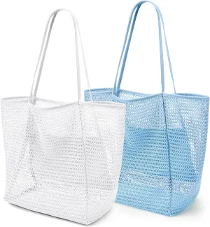 KALIDI BeachNylon Mesh Tote Bag, Casual Tote Bag Hobo Women Foldable MAX 23L Shoulder Bag For Beach Picnic Vacation