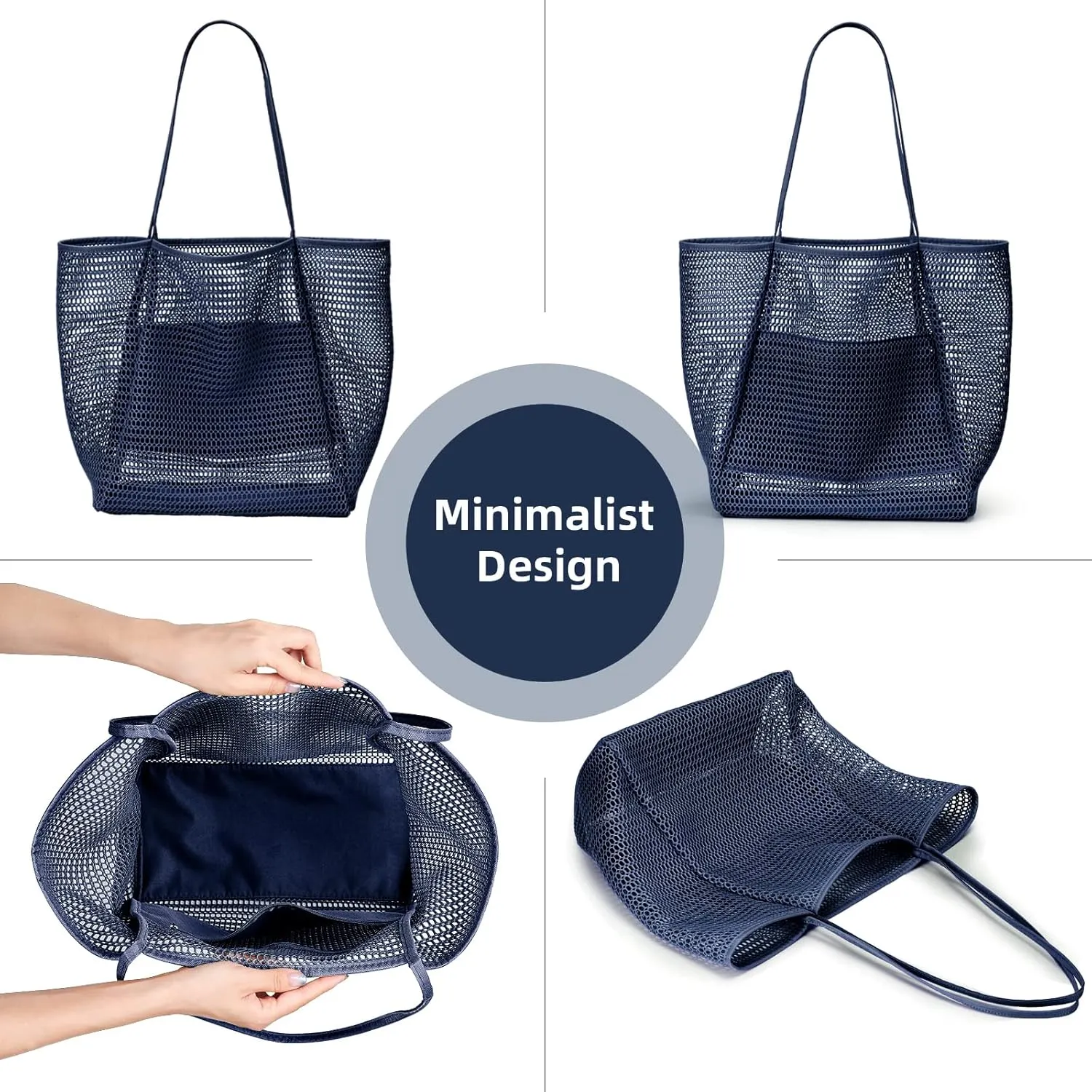 KALIDI BeachNylon Mesh Tote Bag, Casual Tote Bag Hobo Women Foldable MAX 23L Shoulder Bag For Beach Picnic Vacation