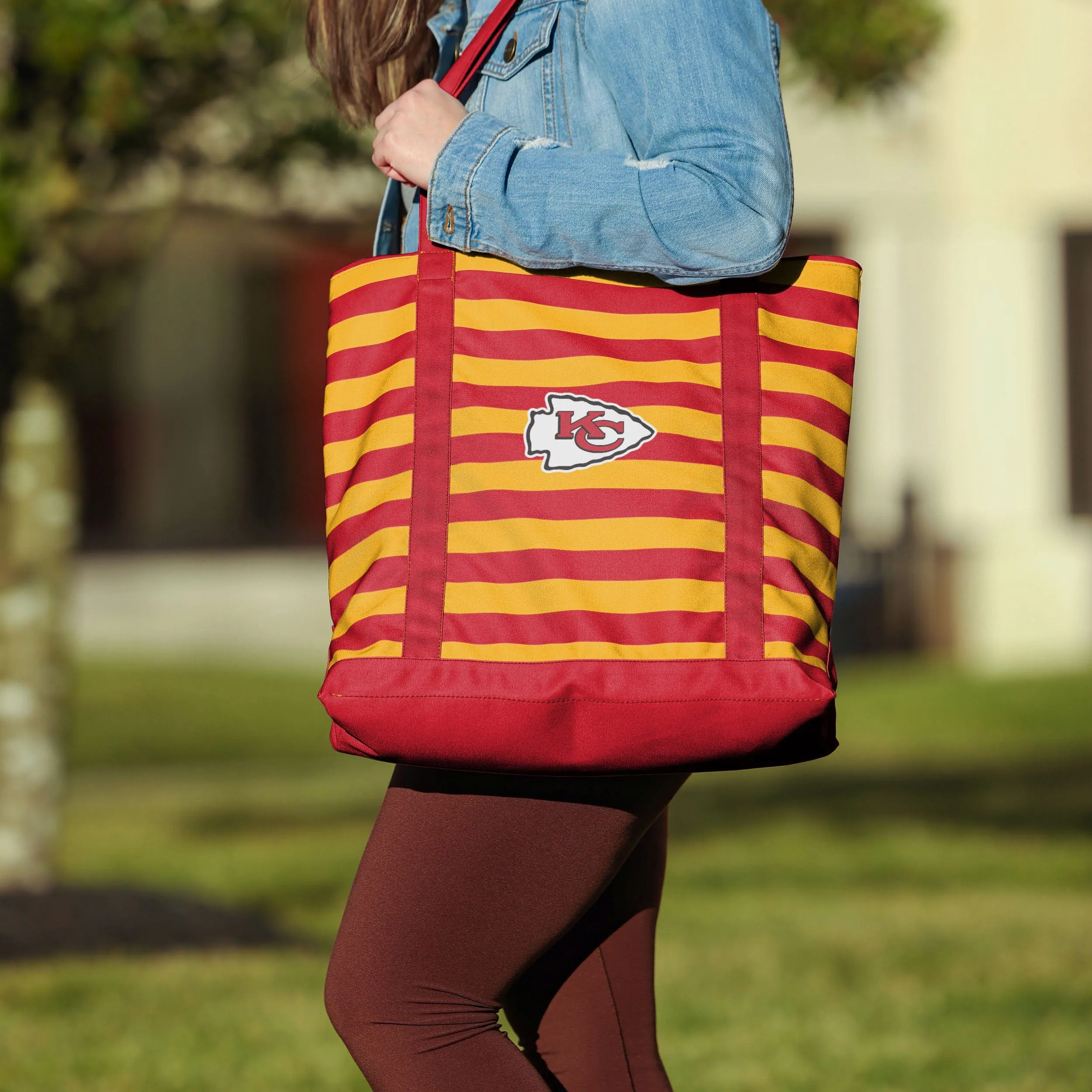Kansas City Chiefs Team Stripe Canvas Tote Bag