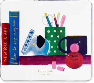 kate spade new york Leatherette Mouse Pad, 9" x 8" Mouse Mat with Non-Slip Back, Cute Mouse Pad for Office Desk, Charmed Library