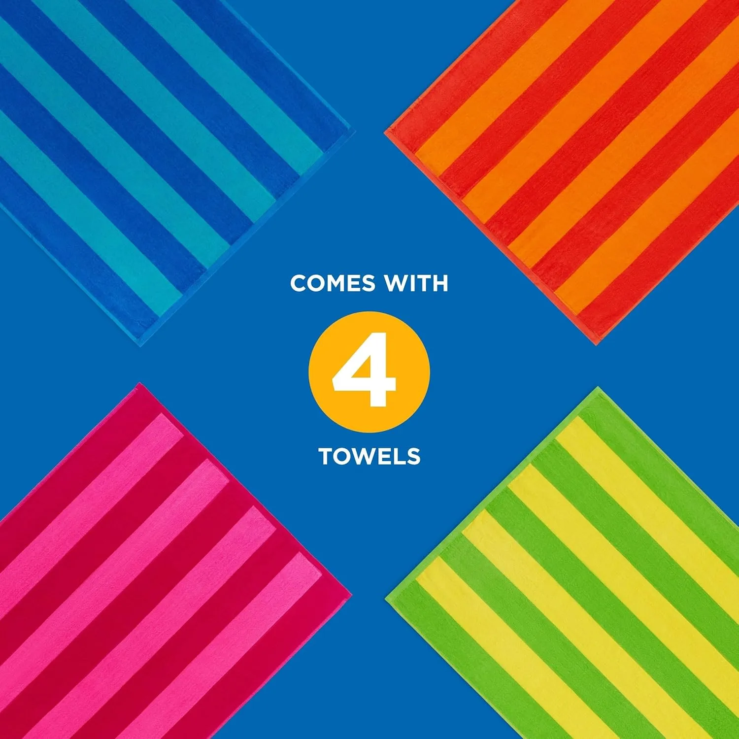 Kaufman - Soft Oversized Beach Towels in Bulk | 30" x 60" Velour Striped Beach Towel | Absorbent, Quick-Drying | 100% Cotton Thick Beach Towels (4 Pack)