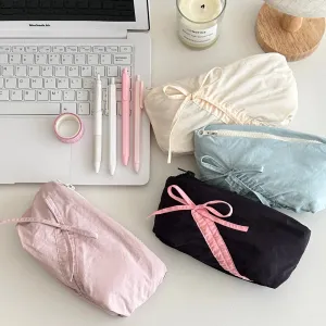 Kawaii Bowknot Pencil Pouch 🎀✨ | Large Capacity Storage Bag for Girls & Office Supplies!