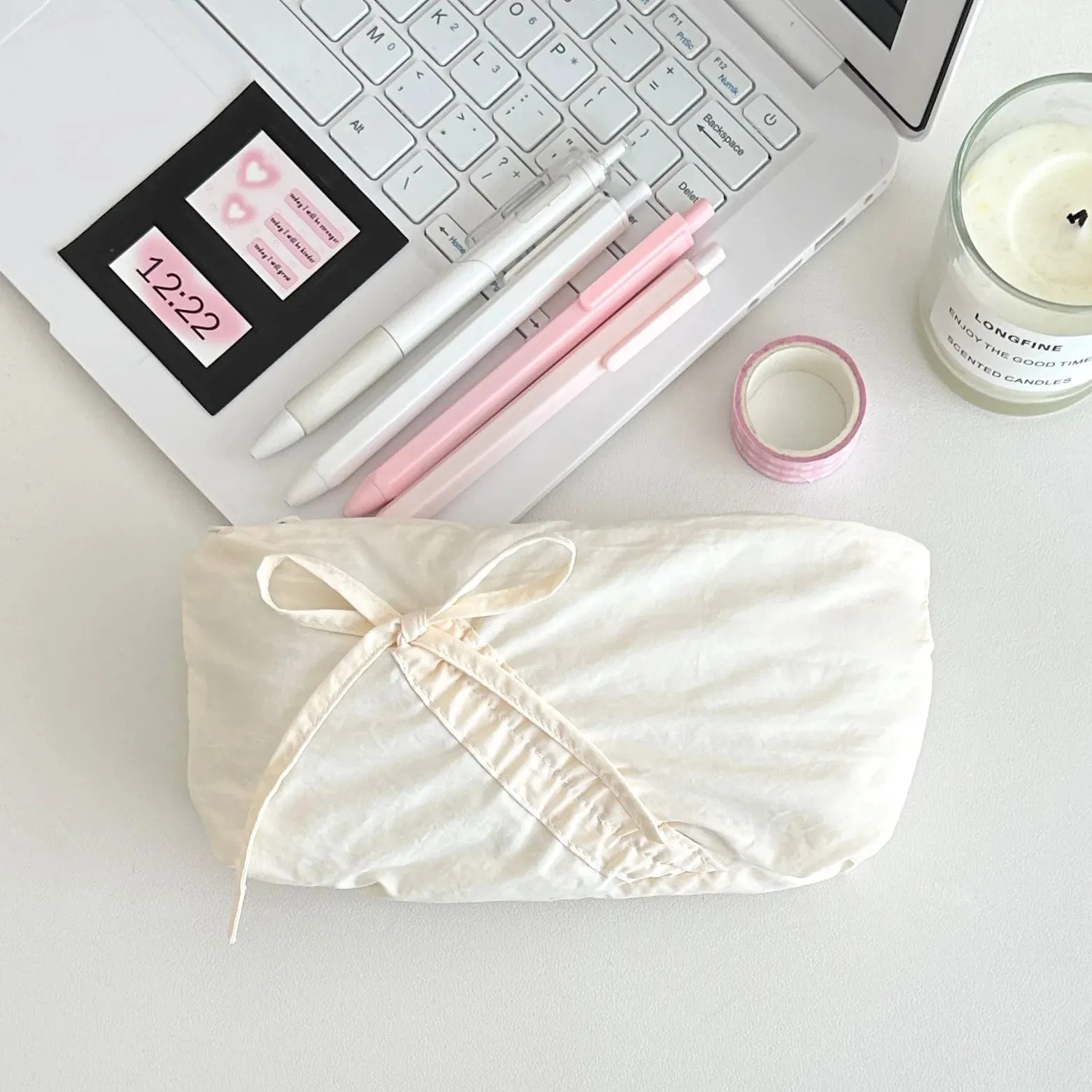 Kawaii Bowknot Pencil Pouch 🎀✨ | Large Capacity Storage Bag for Girls & Office Supplies!