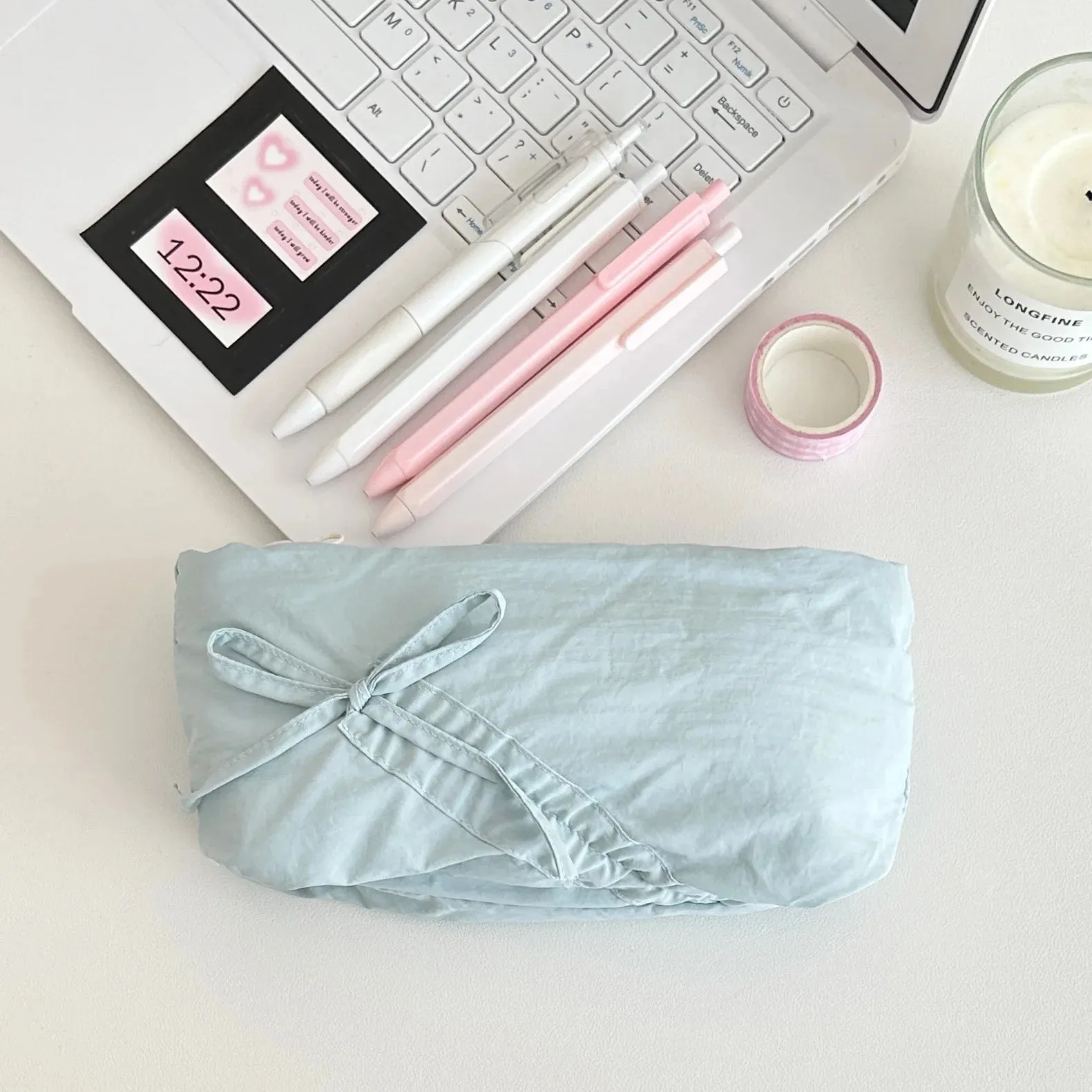 Kawaii Bowknot Pencil Pouch 🎀✨ | Large Capacity Storage Bag for Girls & Office Supplies!