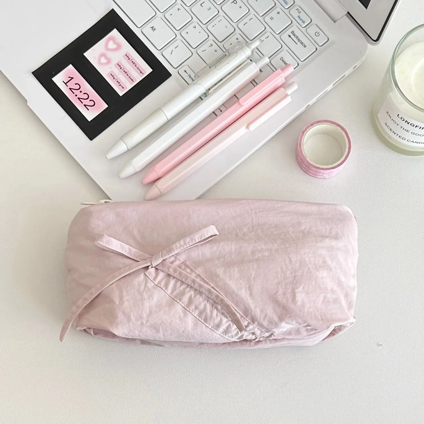 Kawaii Bowknot Pencil Pouch 🎀✨ | Large Capacity Storage Bag for Girls & Office Supplies!