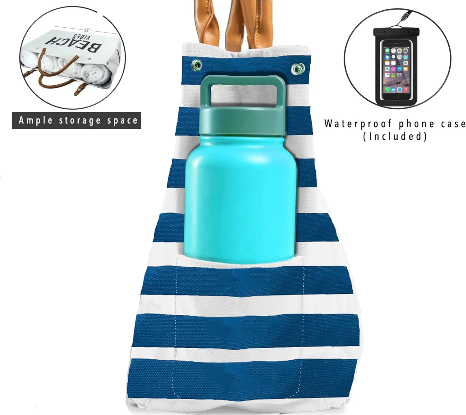 Keho Waterproof Beach Bag with Pockets For Women (Sandproof)