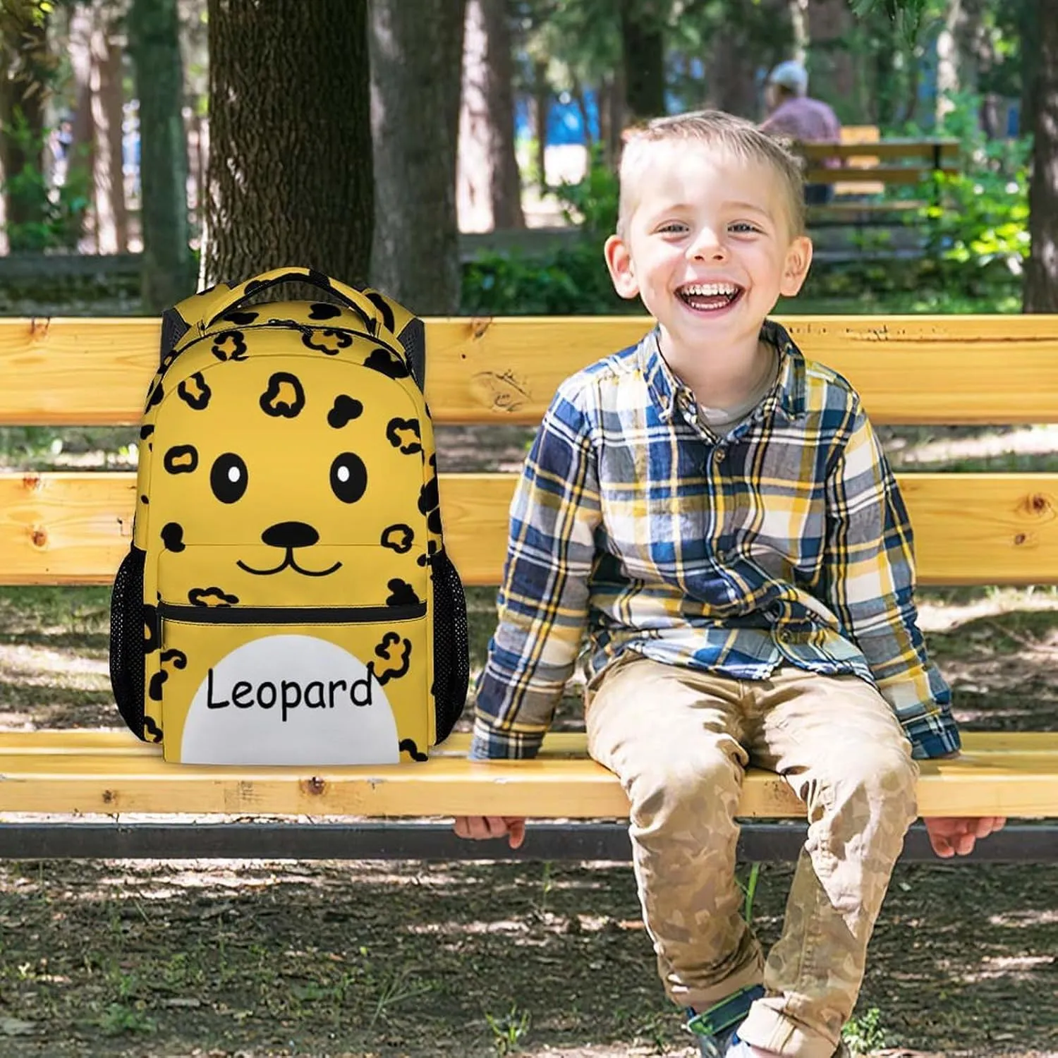 Kid Backpack for Girls - 17 Inch Leopard School Backpack - Large Capacity, Durable, Lightweight - Yellow Schoolbag for School, Travel and Camp
