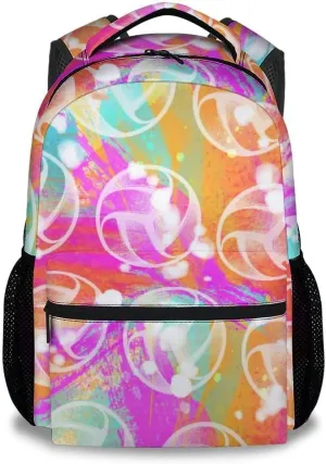 Kid Backpack for Girls - Volleyball Bookbag - Lightweight Durable Large Capacity - 17 Inch Colorful Bookbag for School, Travel and Camp