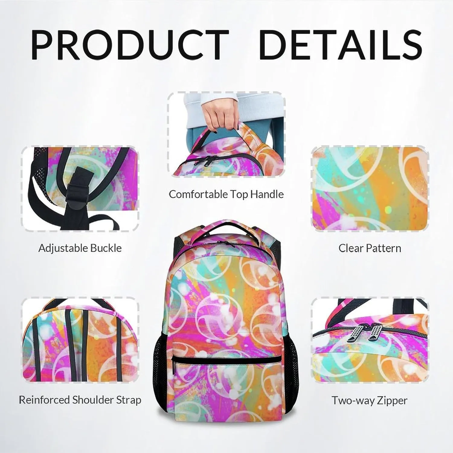 Kid Backpack for Girls - Volleyball Bookbag - Lightweight Durable Large Capacity - 17 Inch Colorful Bookbag for School, Travel and Camp