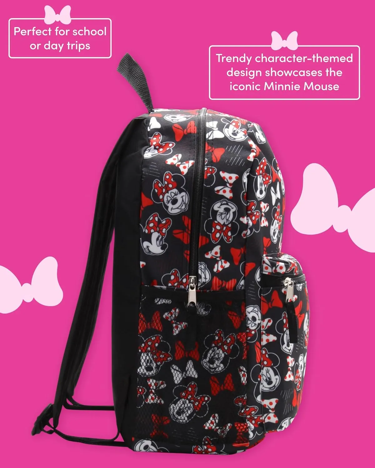 Kids Backpack - 16" School Bookbag - Disney Minnie, Mickey Mouse, Marvel Avengers: Kindergarten, Elementary, Size One Size, Minnie Allover