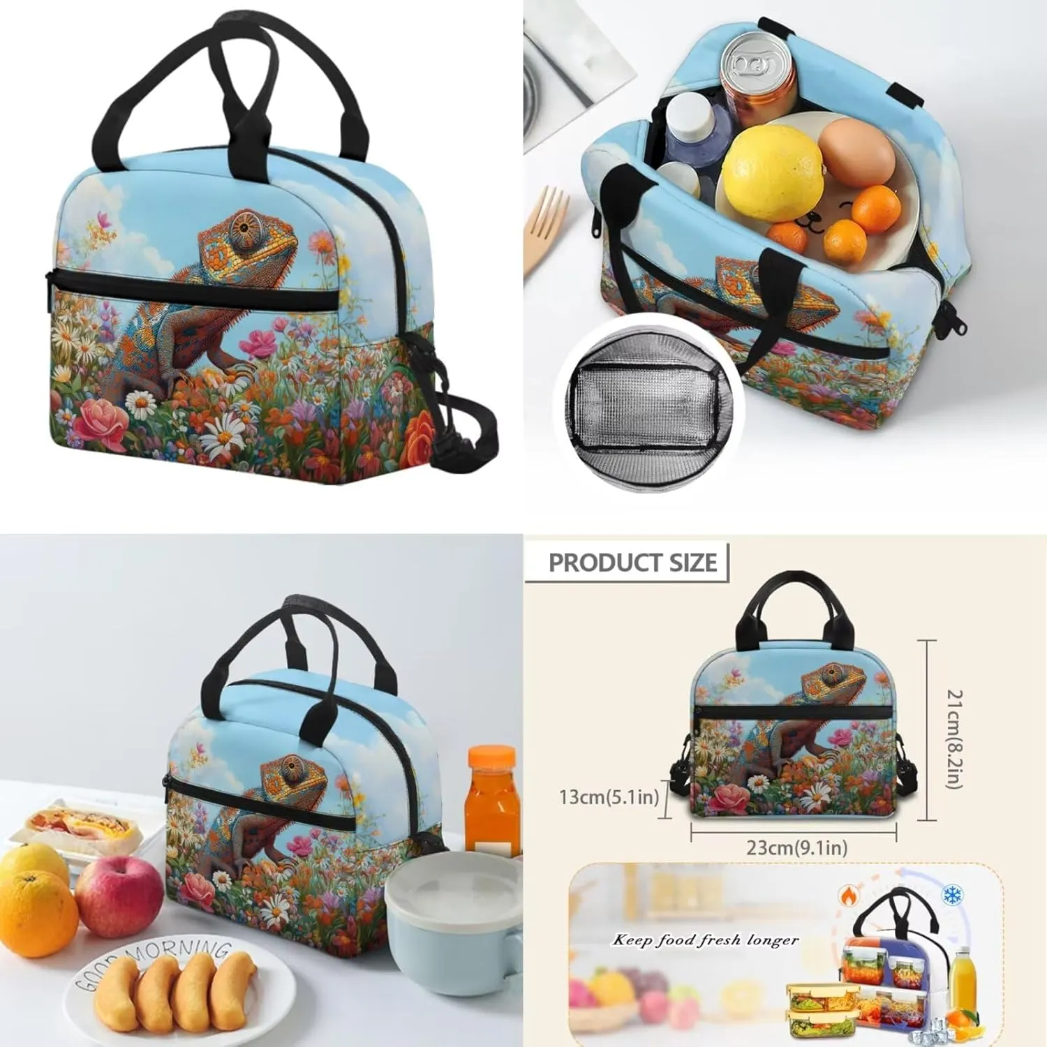 Kids Backpack Boys 4th Grade Chameleon Set of 4 Backpack for Boys with Lunch Box Large Capacity Kids Bookbags Students Back to School Supplies Daypack Bag