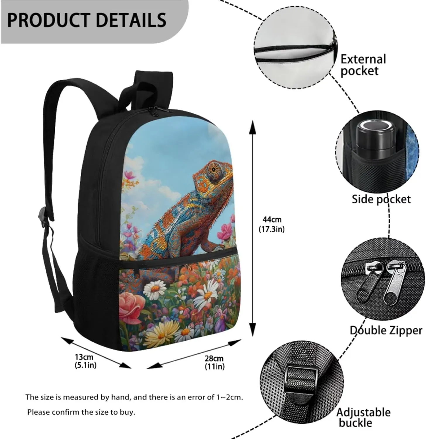 Kids Backpack Boys 4th Grade Chameleon Set of 4 Backpack for Boys with Lunch Box Large Capacity Kids Bookbags Students Back to School Supplies Daypack Bag